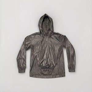 EUC Fabletics Black Slick 1/4 Zip Pullover Hood Workout Rain Jacket w Pockets XS